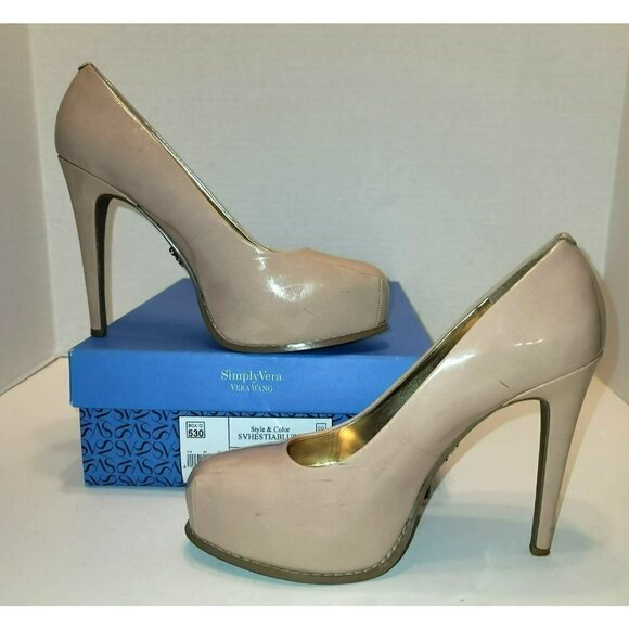 Simply Vera Hestia Blush Patent Platform Heels - Size 8 - Picture 2 of 11
